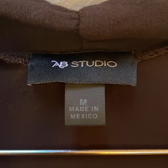 AB Studio - brown open front long tunic w/ gathered sleeves, Women’s Medium - Picture 3 of 8